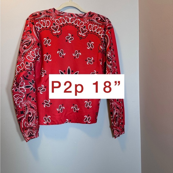 Clay walker sweatshirt upcycle bandana pattern red - Picture 2 of 7